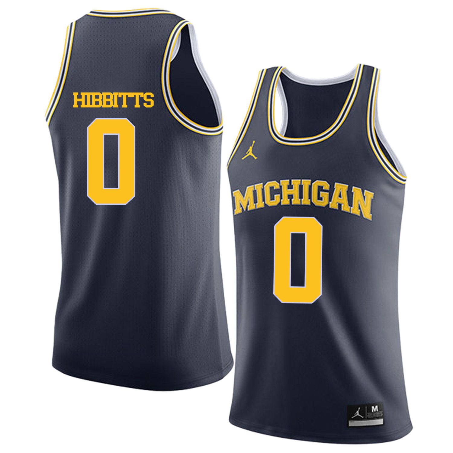 Men Jordan University of Michigan Basketball Navy 0 Hibbitts Customized NCAA Jerseys
